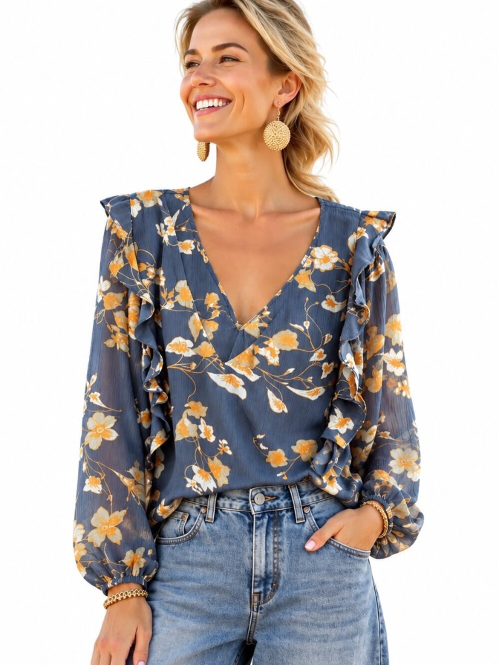 Gentle Fawn ruffled sheer blouse